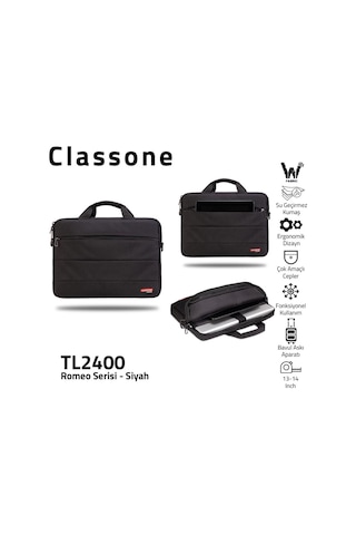 Classone Romeo Serisi TL2400 13 14" Notebook Apple Uyumlu MacBook El Çantası Çantası