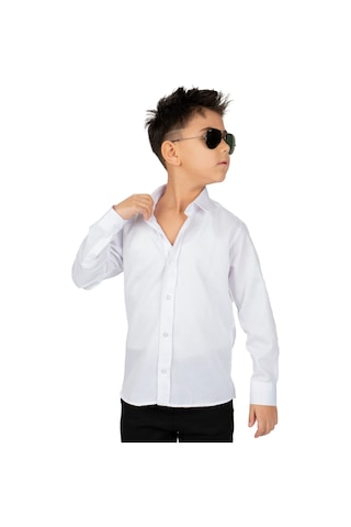Mnk Baby & Kids Düz Renk Erkek Çocuk Gömlek Mnk0575 Beyaz