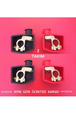 iki Takım Sarı Akü Kutup Başı. Standart Tip. Koruma Kapaklı