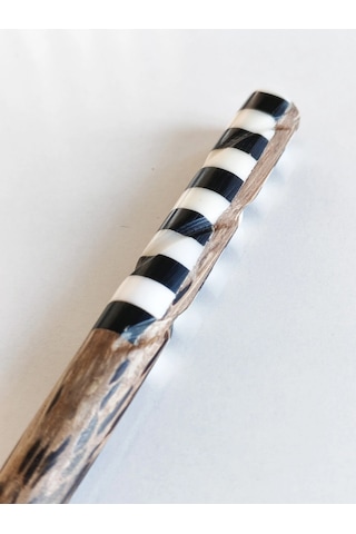 Geometrik Kontrastlı Sedef Ve Bambu Saç Çubuğu Çok Renkli