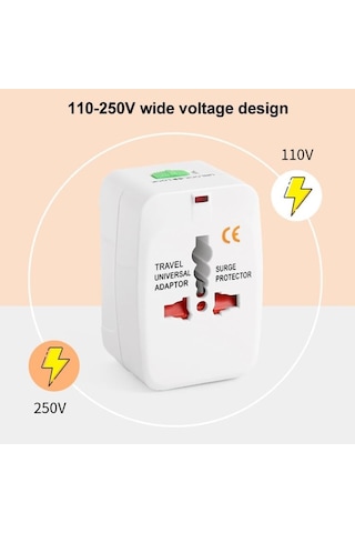 Evrensel Seyahat Adaptörü, Priz Çevirici Dönüştürücü, 150+ Ülke Uyumlu, Tip A/b/c/g/ı, Beyaz, Kompakt Tasarım, 110v 250v Uyumlu 1adet Çok Renkli