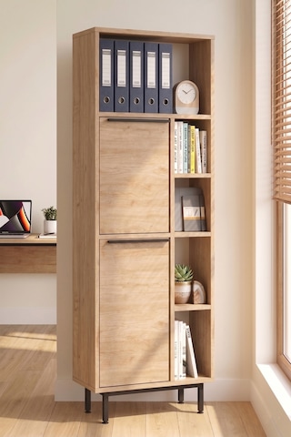 Yurudesign Ocean Ofis Klasör Dolabı Kitaplık 2 Kapaklı Metal Ayaklı Sepet On10b-s Kahverengi