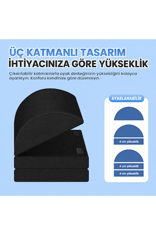 Microcase 3 Katmanlı Ayarlanabilir Çok Amaçlı Kaydırmaz Taban Ayak Koyma Pedi Ofis Ev Seyehat Ayak Bacak Koyma Dinlendirme Pedi Al7015