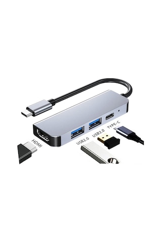 Usb Type C To 4k 30hz Hdmi Kablosu Usb3 0 Usb2 0 Pd 87w Çevirici Dönüştürücü Kablo