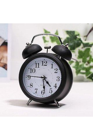 Büyük Boy Metal Masaüstü Renkli Işıklı Çalar Saat 15 11cm - Siyah