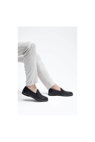 Giampiero Nicola Erkek Hakiki Deri Siyah Loafer Ayakkabı 664 L40233c Erk Ayk Y23 Black Siyah