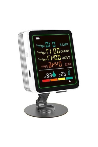 Fortunelane Ortam Kalite Monitörü Pm2.5 Co2 Tvoc Hcho Sıcaklık Nem İzleyici Beyaz Ayaklı 6-1 Algılayıcı Dahili Pilli Zn-mt07wt