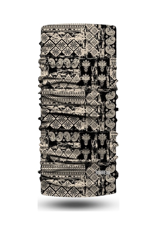 Bobrear Siyah Etnik Patchwork Desenli Çok Amaçlı Buff Bandana Boyunluk Çok Renkli