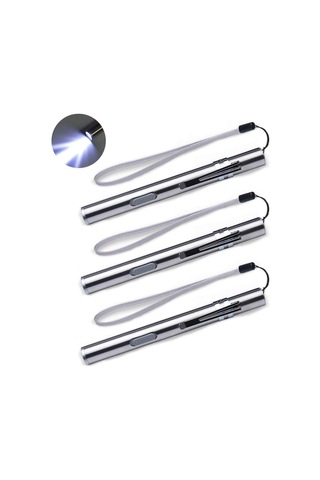 Hemşireler İçin 3'lü Usb Kalem Fener Led El Feneri, Paslanmaz Çelikten Üretilmiş Tıbbi El Feneri, Şarj Edilebilir Mini Lamba, Klipsli Pratik Kalem Fener