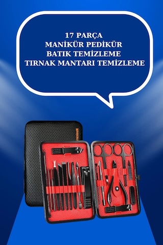 17 Parça El Ayak Bakım Seti Tırnak Temizleme Manikür Pedikür Cımbız Törpü Tırnak Makası 63263894