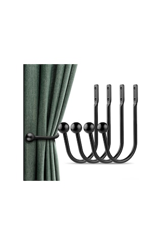 Hfambition Mat Siyah Alüminyum Pencere Perde Braketleri 4'lü Set - Dayanıklı, Yük Taşıma, Kaydırıcı Korumalı Ev Dekorasyon Aksesuarı