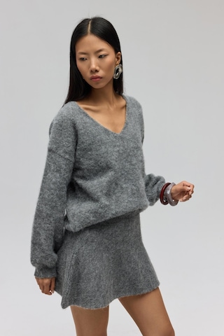 Mai Collection Mai Studios Co. Nordis Volanlı Gri Triko Mini Etek gri