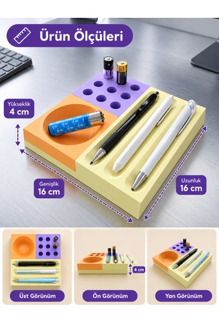 Elarıo Prizma Pad Organizer Mıknatıslı Masaüstü Organizer Set2 Çok Renkli