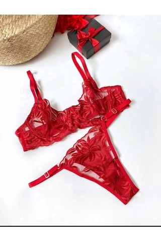 La Linaa Mona Kıtmızı Kadın Bralet Takım Kırmızı