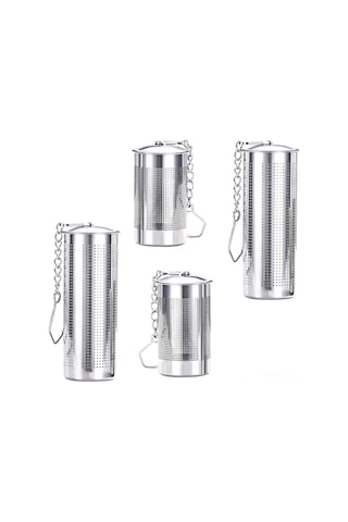 Geeksen Paslanmaz Çelik 4'lü Demlik Filtresi Seti - Büyük Boy Çay Süzmeye Uygun Gümüş