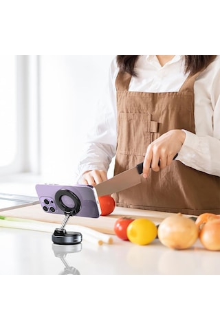 Lunaev 360 Döner Başlıklı Vakumlu Emişli Manyetik Telefon Tutucu Güçlü Mıknatıslı, İz Bırakmaz