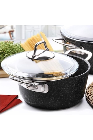 Falez Black Line Granit Döküm 24 CM Derin Tencere