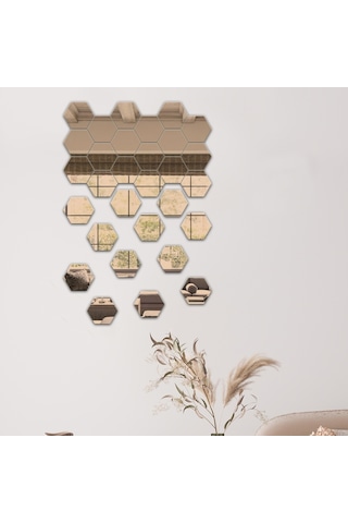 Ayna | Bronz Ayna | 30'Lu Takım Altıgen Ayna Bronz