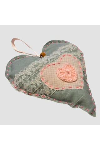 Uretti - Gamze 4416 El Yapımı Kalpli Dantelli Lavanta Tanecikli Kese 13cm - Açık Pembe