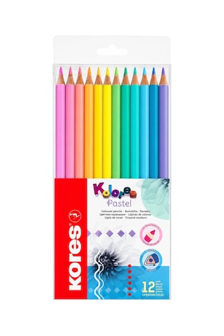Kores Kuru Boya Kalemi Pastel Üçgen 12 Renk Çok Renkli