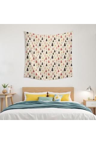 50x50 İnç Noel Temalı Kare Duvar Halısı, Oturma Odası, Yatak Odası Ve Genç Odası Dekoru İçin