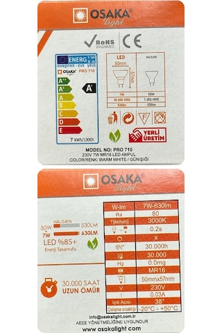 4 Adet Osaka 7w 50w Sarı Işık 3000k G4 Duylu İğne Bacak Led Çanak Ampul