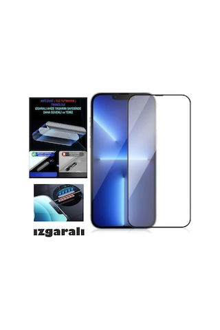 Apple Uyumlu   iPhone 11 Pro Max Ekran Koruyucu Toz Filitreli Izgaralı Anti Dust Tam Kaplayan Kırılmaz Cam