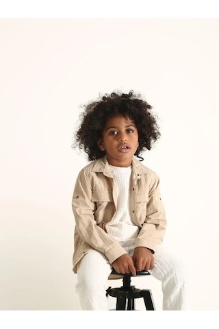Nanica Kids Erkek Çocuk Müslin Kumaş Beli Lastikli Pantolon-15717 Krem