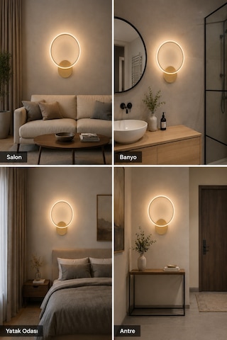 AvizeGO Tisa Modern Led Duvar Apliği Günışığı Eskitme