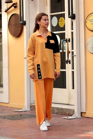 Kuş Gözü Triko Takım Hardal Hardal