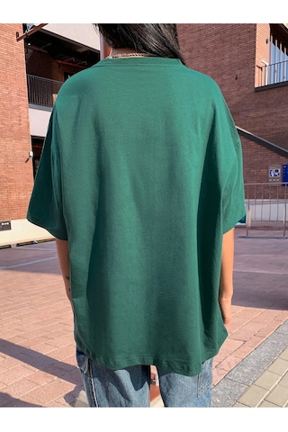 Vitality T-shirt - Nefti Yeşil Baskılı Oversize Bisiklet Yaka Kısa Kol Tişört Nefti Yeşil