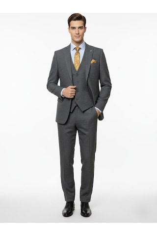Presto Erkek Slimfit 6 Drop Yelekli Takım Elbise Siyah 786-011 Siyah