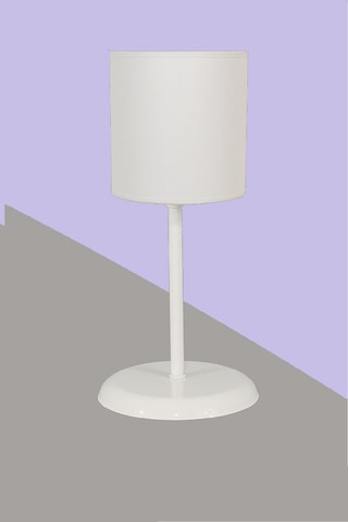 Şenay Aydınlatma Modern Metal Ayak Silindir Kumaş Abajur-Beyaz Diğer