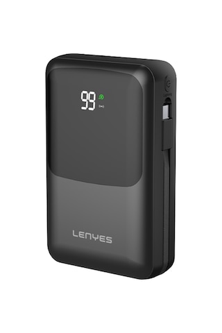Lenyes Pw223d 22.5w 20.000mah Dijital Göstergeli Kablosuz Type-c&lightning Kablolu Powerbank Siyah