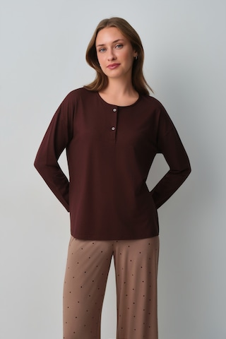 Suwen Meloni Pijama Takımı Wsh105101471462 Nesquik Kahve Desenli