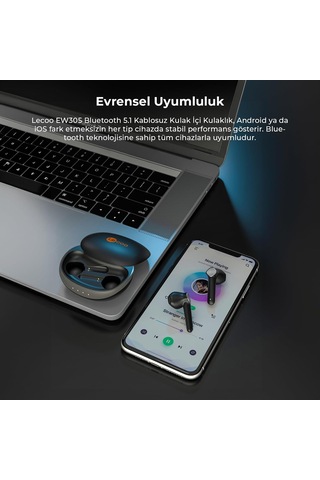 Ew305 Kablosuz Bluetooth 5.1 Mikrofonlu Tws Kulaklık - Enc Çevresel Gürültü Engelleme, Ipx5 Su Geçirmez, 30 Saat O