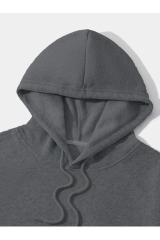 Mbb E-ticaret Erkek 3 İplik Pamuklu Kapüşonlu Kanguru Cepli Sweatshirt Hoodie - Füme