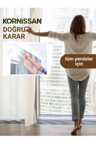 2,5 Metre 250 Cm 2 Raylı Birinci Sınıf Polyester Perde Tutucu Korniş Diğer