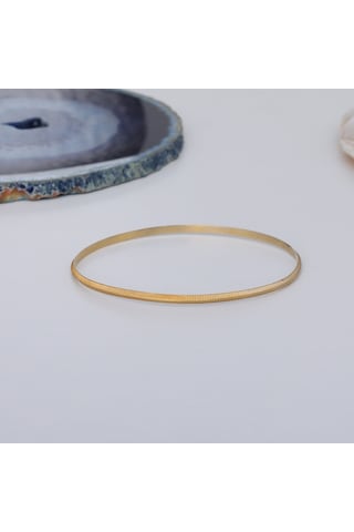 14 Ayar Mikron Altın Kaplama İnce Ray Desenli Ajda Gümüş Bilezik - Bv00112 Altın