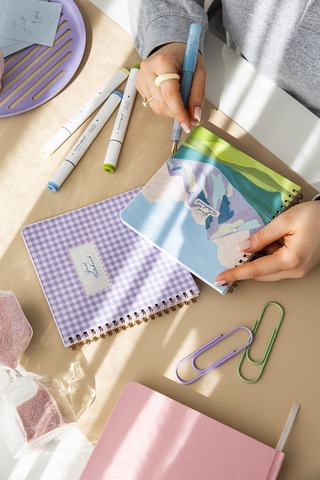 15x16 Spiralli Karton Kapak 2'li Kareli Not Defter Seti - Pötikare Çok Renkli