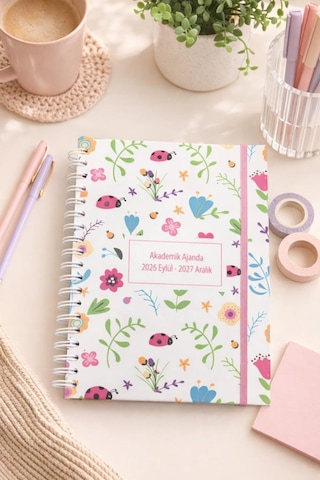 Lizy 2026-2027 Akademik Ajanda - A5 Spiralli Planner Tasarı-8 Çok Renkli