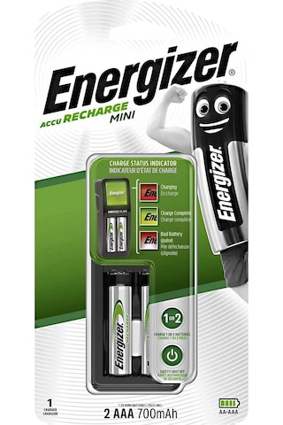 Energizer Mini Şarj Cihazı + 700 mAh AAA 2'li Şarj Edilebilir Pil