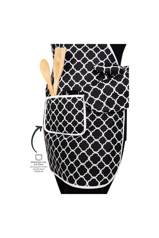 Sıvı Geçirmez Mutfak Önlüğü Sünger Dolgulu Çift Hazneli Cepli Model & Siyah