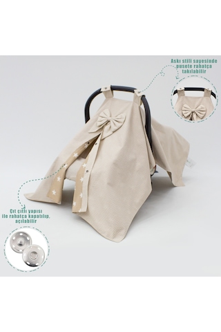 Ortopedik Puset Minderi, Örtü Ve Çarşaf, Ekose Kahverengi