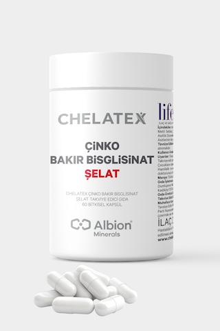 Chelatex Çinko Bakır Bisglisinat Şelat 60 Bitkisel Tablet