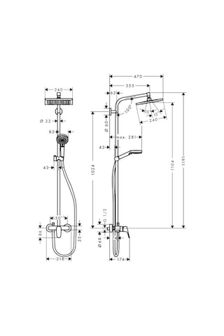 Hansgrohe Crometta E Duş Kolonu 240 1 Jet, Tek Kollu Batarya İle Krom Krom