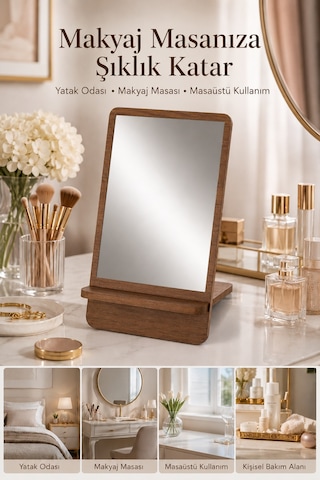 Masa Makyaj Aynası Kahverengi - Kahverengi