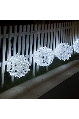 Sekizgen Led 25 Cm Sarkit Yilbaşi Küre Top Dekorati F Aydinlatma Diş Ve I Ç Mekan Uyumlu Beyaz