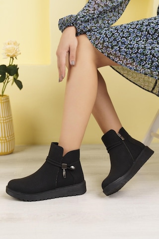 Nesil Shoes Dvm 1001 Siyah Capi Kadın Fermuarlı Kışlık Bot SİYAH CAPİTAL