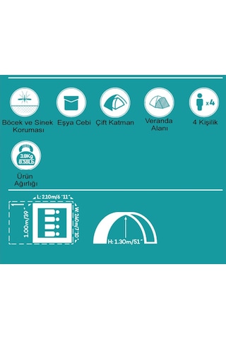 Pavillo 68091 Activeridge 4 Kişilik Çadır Yeşil